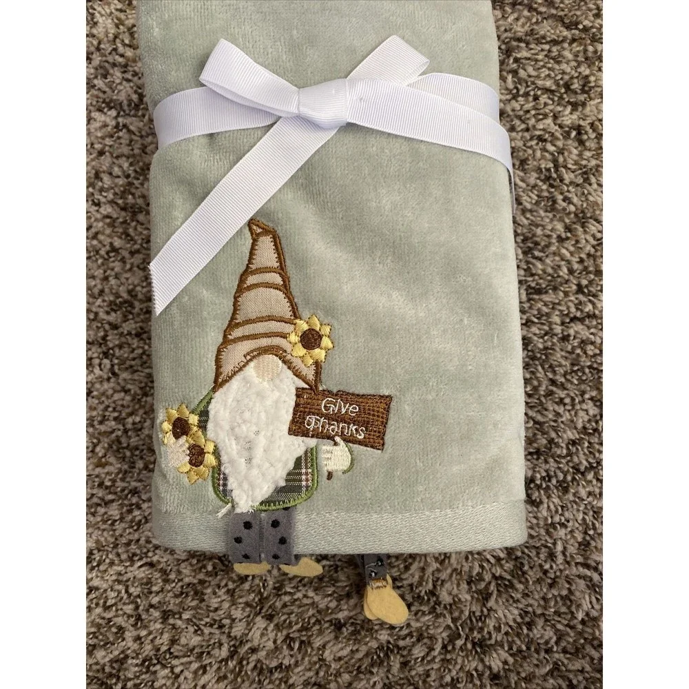 Well Dressed Home 2 Piece Fall Gnome Set Hand Towels Thanksgiving So Cute!
